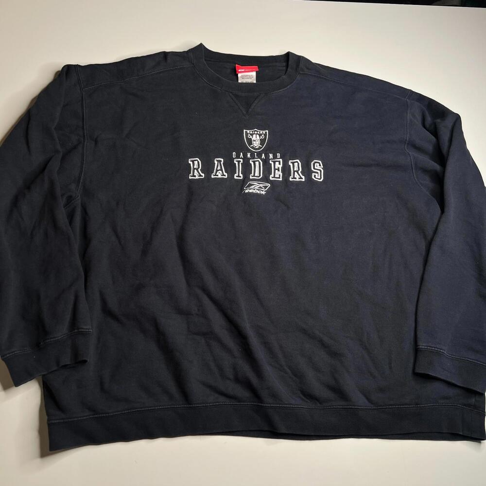 Reebok Oakland Raiders Sweatshirt Men’s 2XL Black NFL Team Pullover Embroidered‎